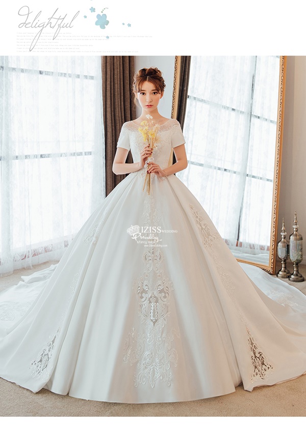 BR351 **พรีออเดอร์**ชุดแต่งงาน&ชุดเจ้าสาวแบบยาวอลังการ สีขาวเกรดพรีเมี่ยม หรูหราน่ารัก สวยโดดเด่นไม่ซ้ำใคร