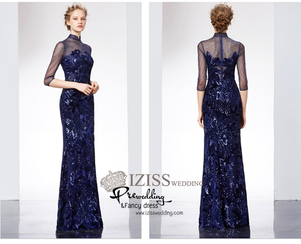 T025 **พรีออเดอร์เดรสชุดเลื่อมสีแดง สีน้ำเงิน สีดำ**ชุดราตรียาวเลื่อมทั้งชุด คอจีน แขนสั้น เล่นดีเทลซีทรูช่วงอกและแขน แต่งเลื่อมไม้ลายดอกไม้ เข้ารูปช่วงเอว กระโปรงทรงปล่อย สวยงามหรูหราไฮโซมากๆ ค่ะ