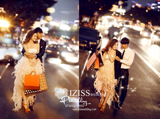 PW073 - **เลิกผลิตค่ะ** ชุดคู่ถ่ายพรีเวดดิ้ง (prewedding dress) & ชุดแต่งงานแฟนซี (Fancy wedding dress)ชายหญิง "ธีมสีขาวครีม-ดำ"