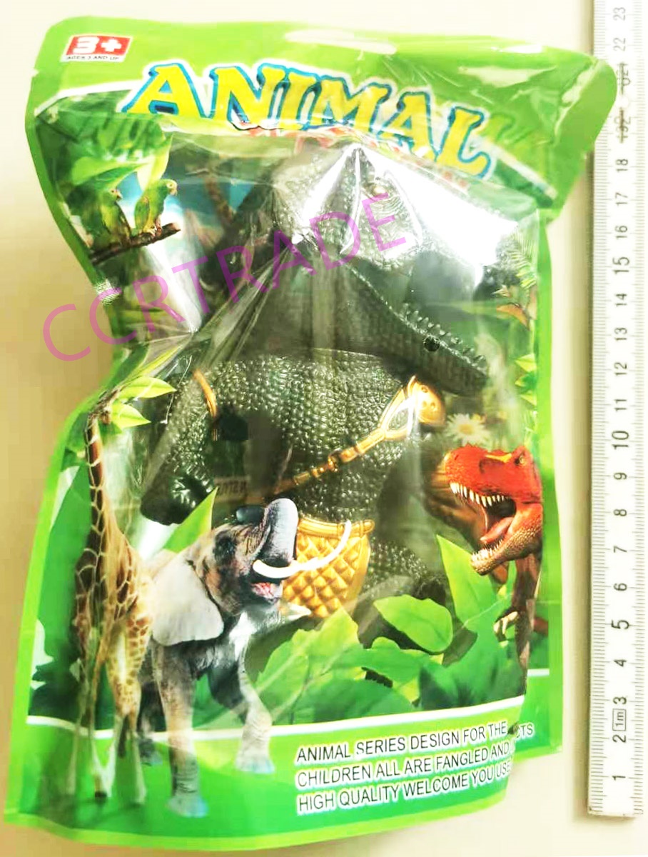หุ่นไดโนเสาร์นักรบยิงเหรียญ+เหรียญ 6 ชิ้นถุงซิป 21 ซม.