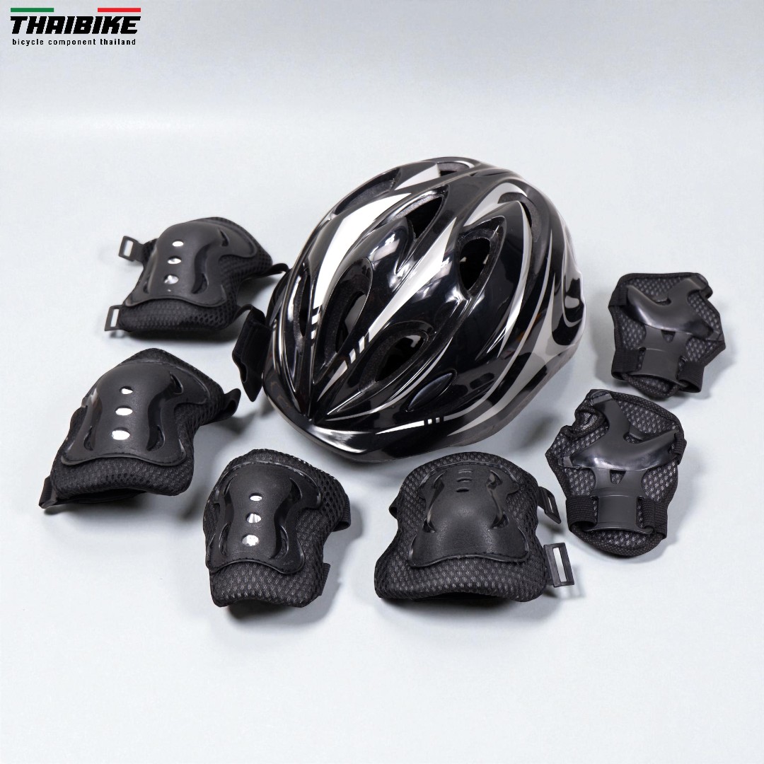 ชุดอุปกรณ์ป้องกันสำหรับเด็กโต 7 ชิ้น (หมวก+สนับมือ+เข่า+ศอก) รุ่น Premium