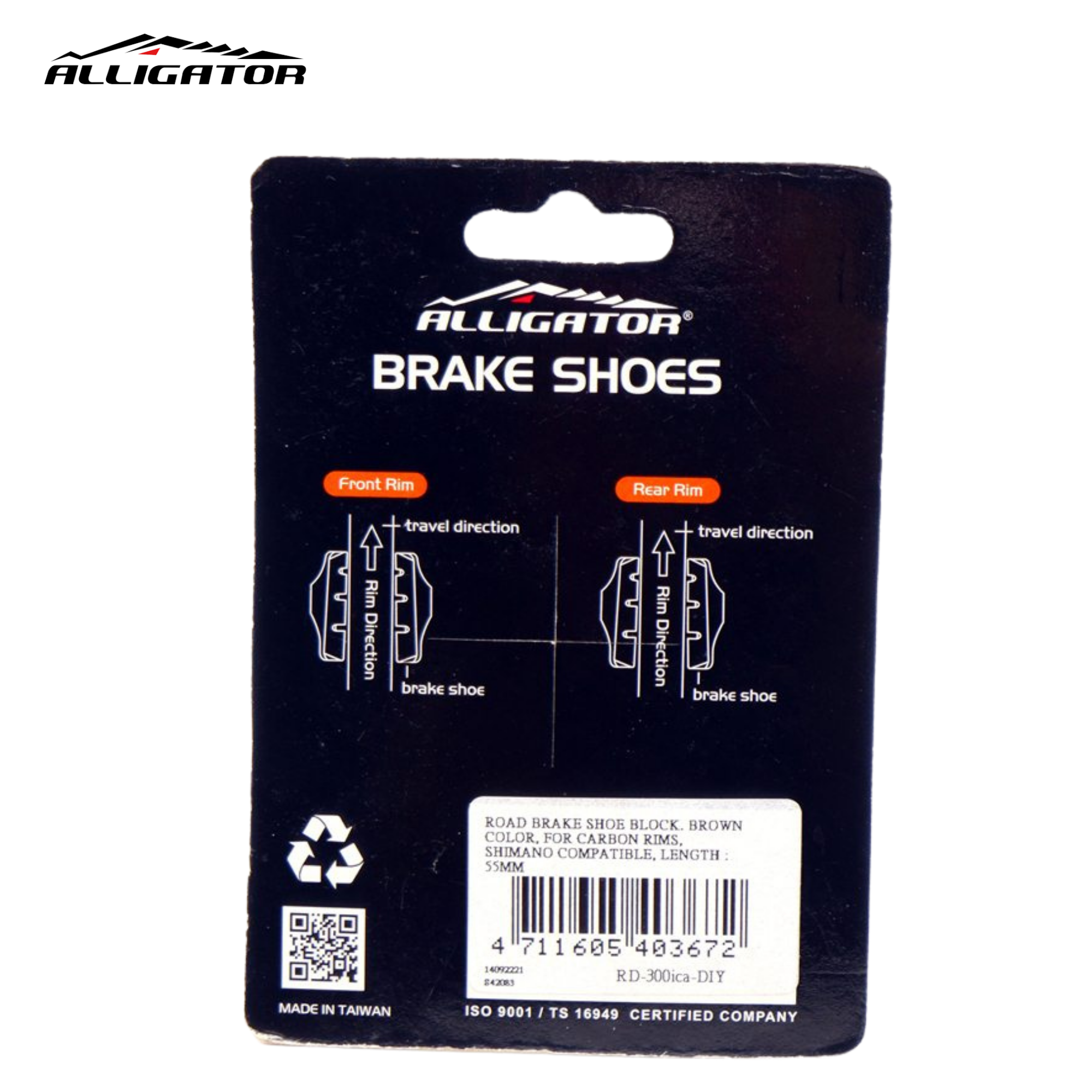 ผ้าเบรคจักรยานล้อคาร์บอน ยางเบรคล้อคาร์บอน ALLIGATOR RD-300ICA RD500ICA SHIMANO CAMPAGNOLO