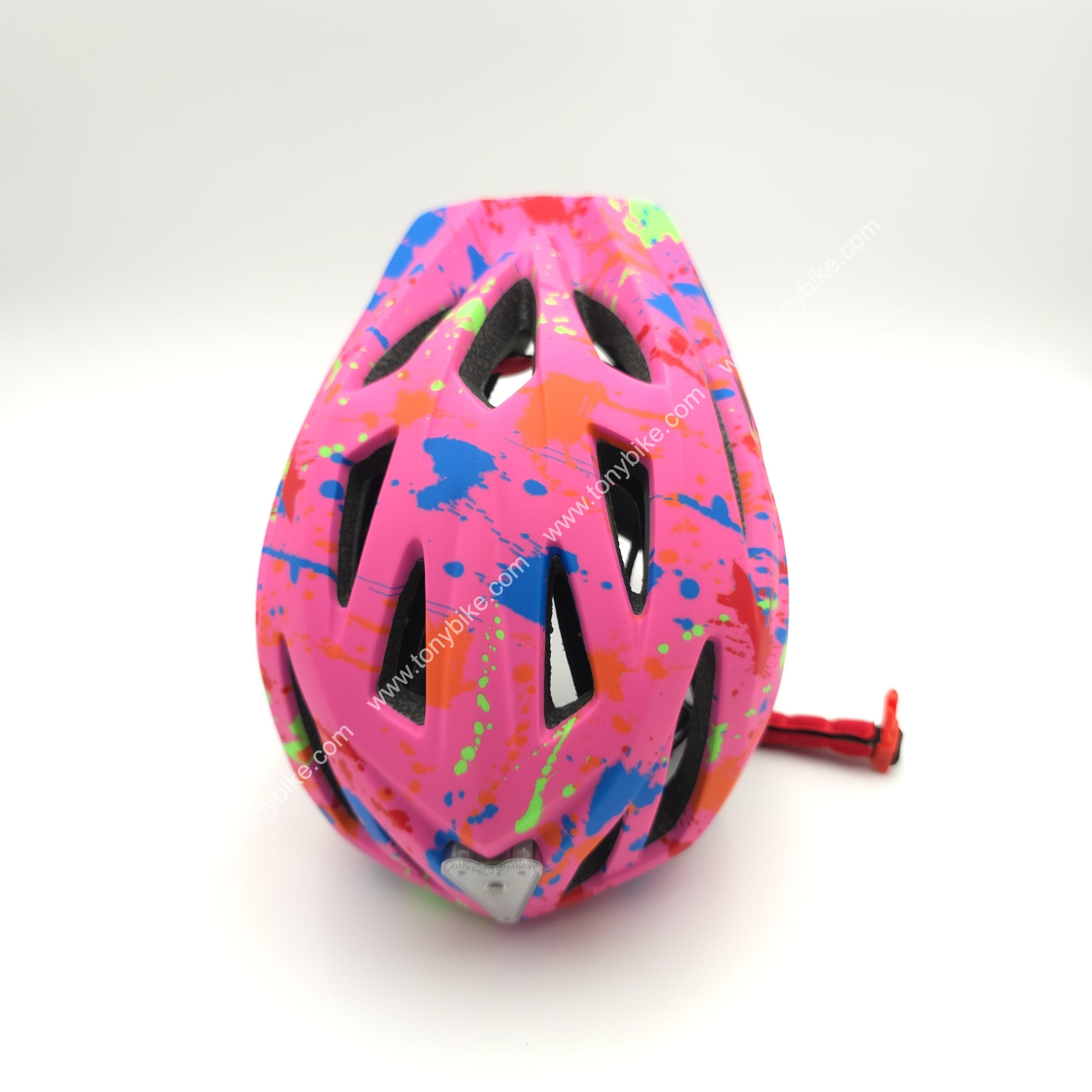 หมวกจักรยานเด็ก เต็มใบ สีชมพู ลายเพ้นท์สี 46-53 ซม.