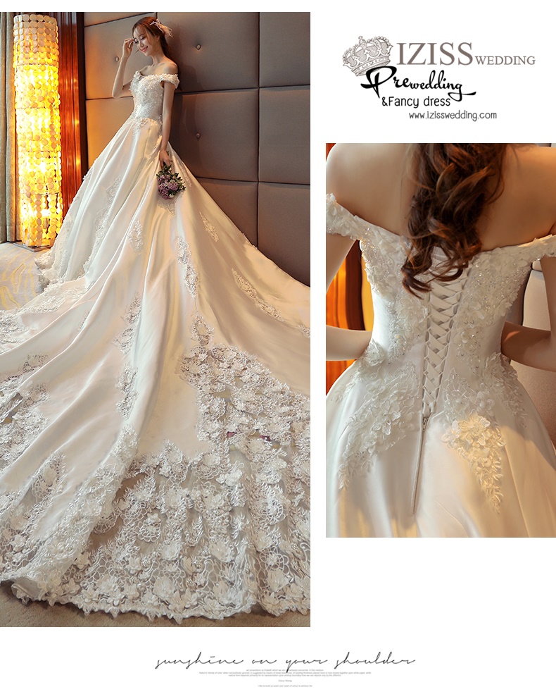 BR330 **พรีออเดอร์**ชุดแต่งงาน&ชุดเจ้าสาวแบบยาวอลังการ สีขาวเกรดพรีเมี่ยม หรูหราน่ารัก สวยโดดเด่นไม่ซ้ำใคร