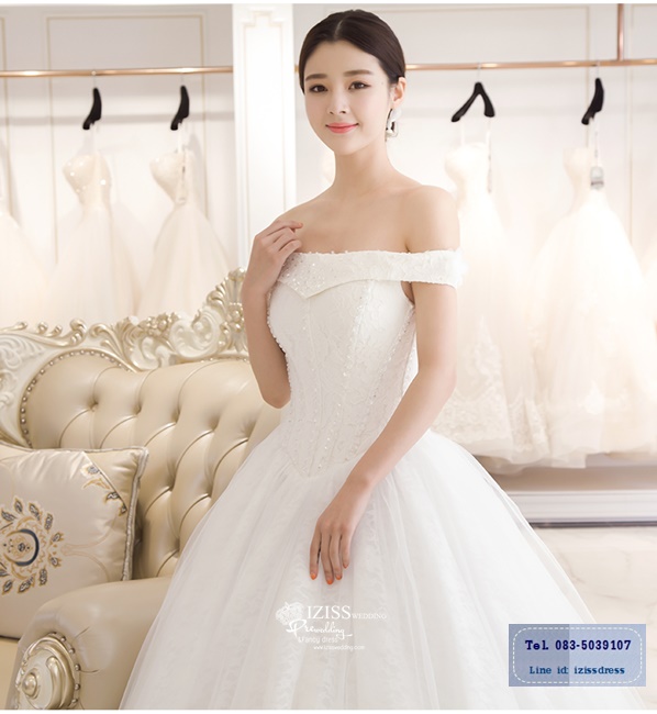 BR200 **พรีออเดอร์**ชุดแต่งงาน&ชุดเจ้าสาวแบบยาวสีขาวเกรดพรีเมี่ยม หรูหราน่ารัก สวยโดดเด่นไม่ซ้ำใคร