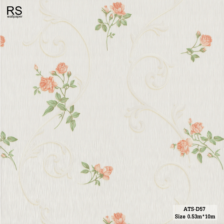วอลเปเปอร์ ลายดอกไม้สีโอรสส้ม ATS-D57