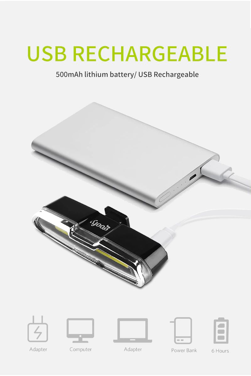 ไฟท้ายจักรยานแบบสองสี ชาร์จ USB GOOFY X7505