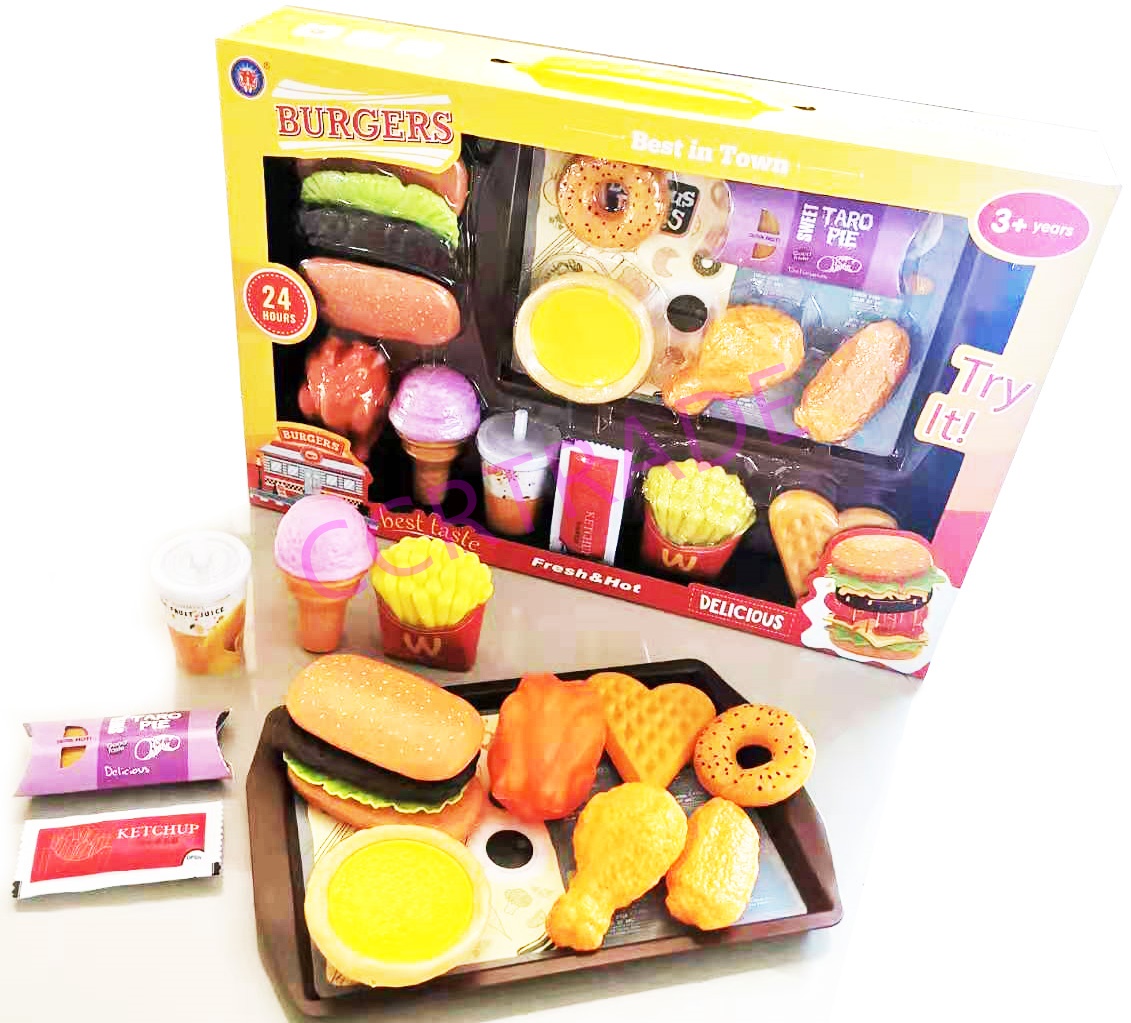 เซ็ทเบอร์เกอร์ฟาสฟู๊ด 16 ชิ้นกล่องใหญ่ 25x36.5 ซม.(1x3)