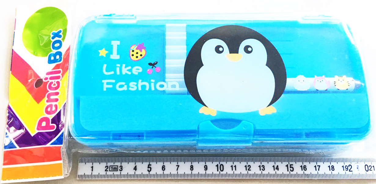 กล่องดินสอพลาสติก 2 ด้าน มีกระดานไวท์บอร์ด+ปากกา (1x3)