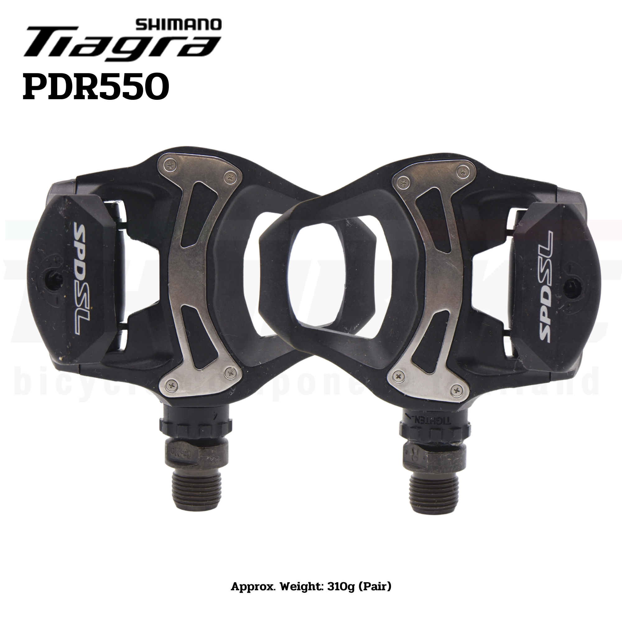 ของศูนย์ไทย บันไดคลีทจักรยานเสือหมอบ SHIMANO PDR550 สีดำ, มีคลีท แบบมีกล่อง