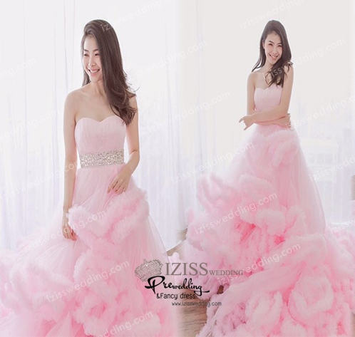 RM020light pink **พรีออเดอร์สีชมพูอ่อนหางยาว**งานตัดเกรด A ชุดราตรีหรูหรา ชุดแต่งงาน ชุดพรีเวดดิ้งสั่งตัดได้ค่ะ งานเกรดพรีเมี่ยม ตัดเย็บปราณีต สวมใส่สวยงามดุจเจ้าหญิง