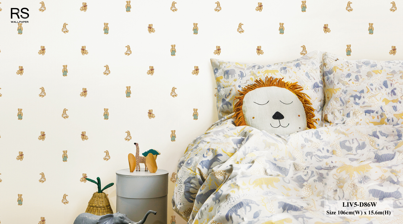 วอลเปเปอร์ห้องเด็ก ลายหมี Teddy Bear No.LIV5-D86W