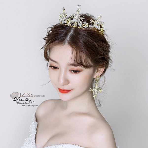 AC002 **พรีออเดอร์**ชุดเทียร่า มงกุฎเพชรพร้อมต่างหู ชุดเครื่องประดับเจ้าสาวสวยหรูดุจเจ้าหญิง