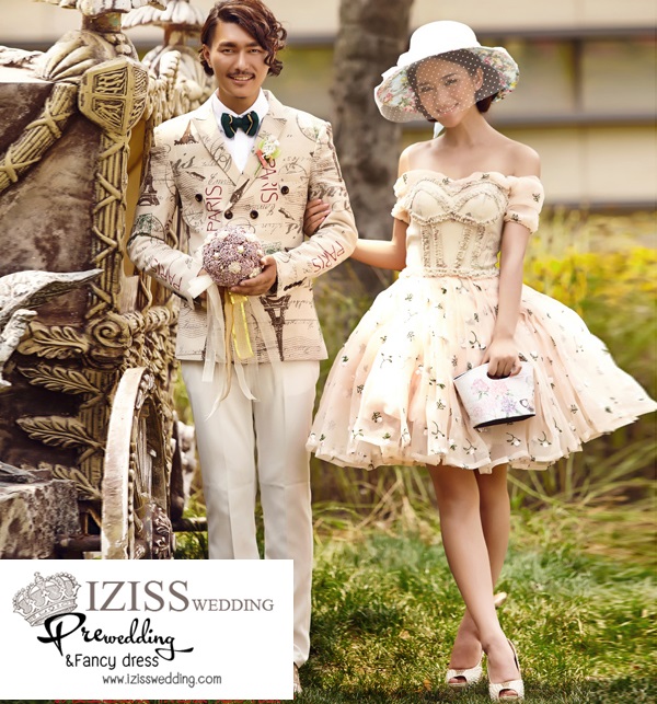 PW230 - พรีออเดอร์ค่ะ ชุดคู่ถ่ายพรีเวดดิ้ง (prewedding dress) & ชุดแต่งงานแฟนซี (Fancy wedding dress)ชายหญิง "ธีมสีน้ำตาลวินเทจ"
