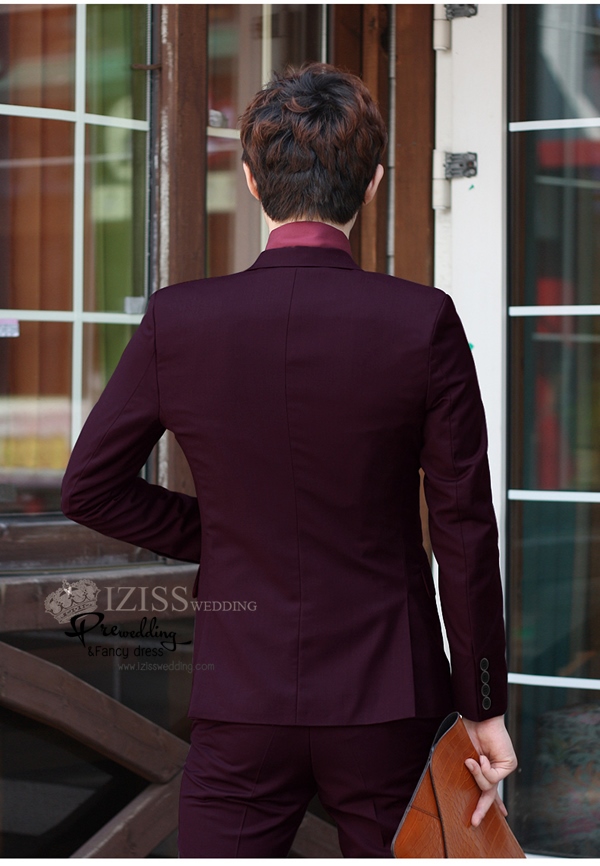 ST053- **พรีออเดอร์**สูทผู้ชายสีม่วงแขนยาว แบบ2 กระดุม พร้อมกางเกง ชุดสูทเจ้าบ่าว สูทแฟนซี ถ่ายพรีเวดดิ้ง & ชุดแต่งงานแฟนซี (Fancy wedding dress) สูทผู้ชายสีม่วง