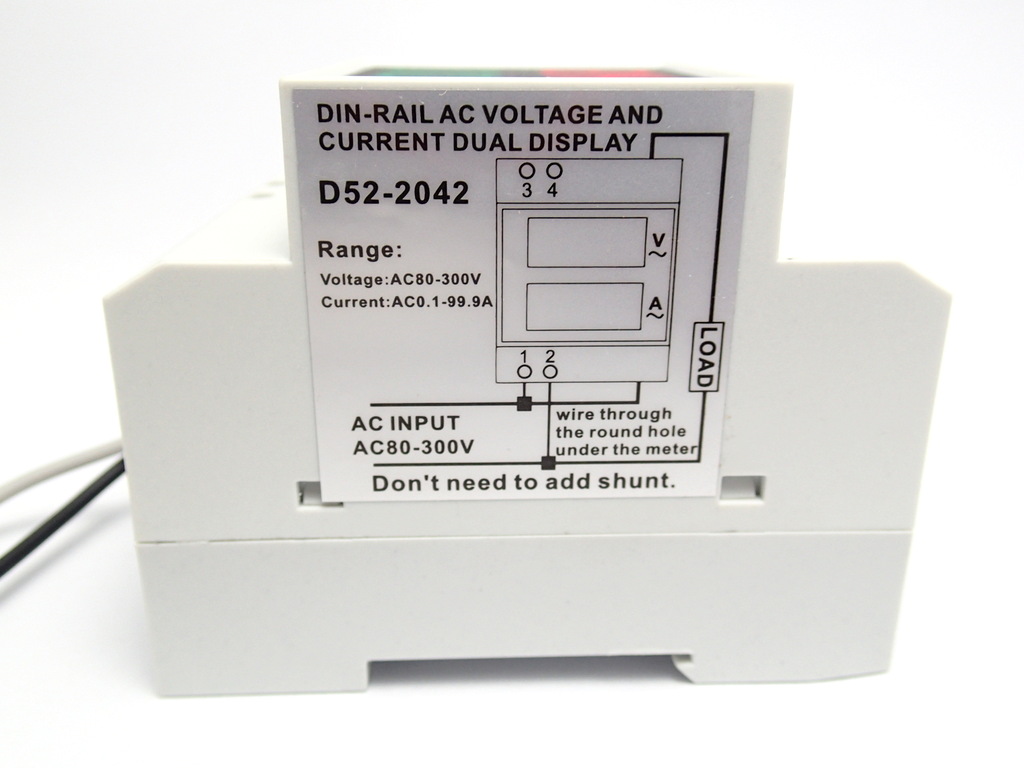 AC 2-in-1 Voltmeter / Ammeter 200-450V 1-99A DIN Rail Mount