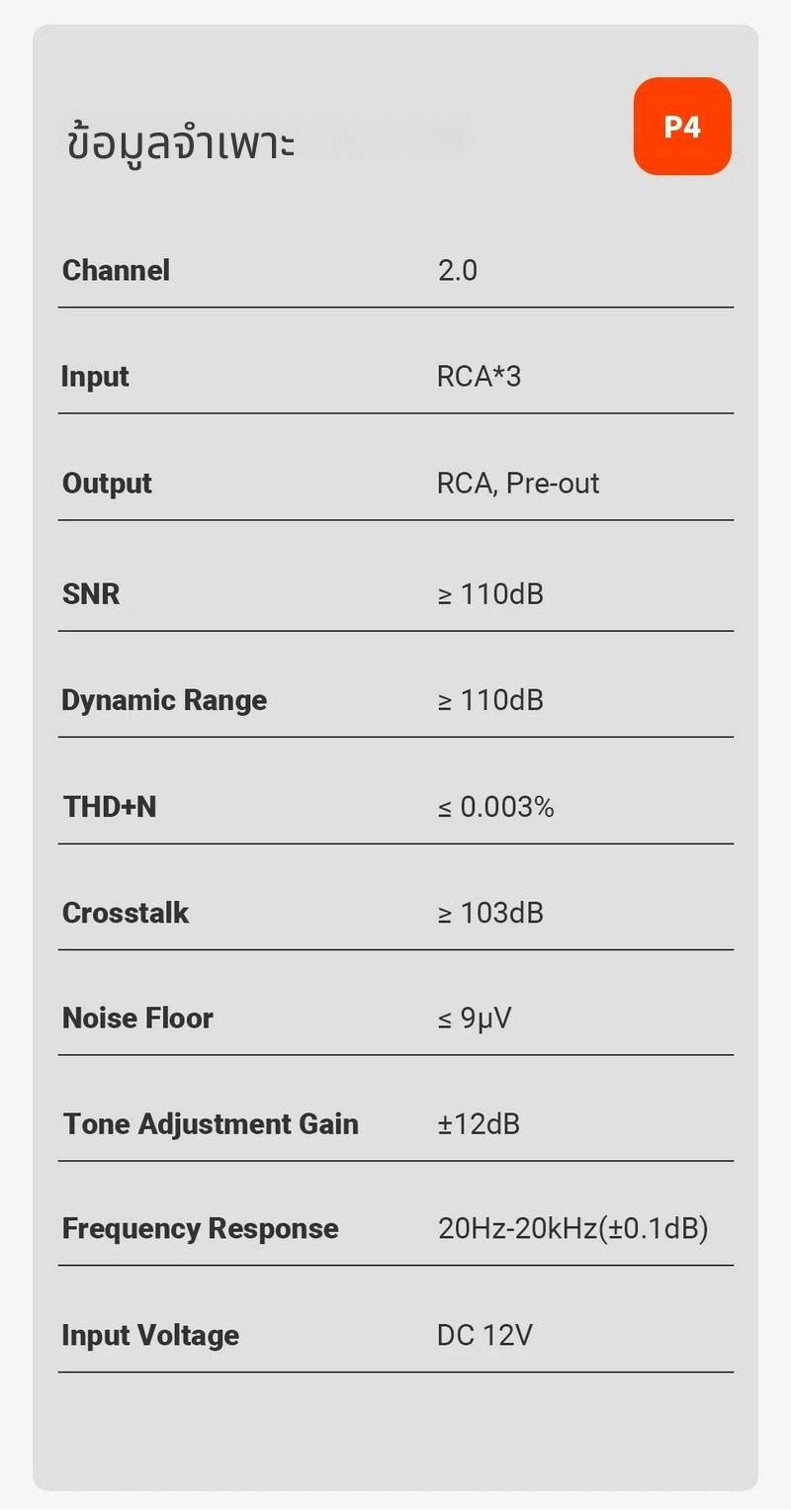 Fosi Audio P4 พรีแอมป์สำหรับระบบเสียงในบ้าน พร้อมอินพุต RCA 3 ตัว, EQ/Bypass การควบคุมโทนเสียง ประกันศูนย์ไทย