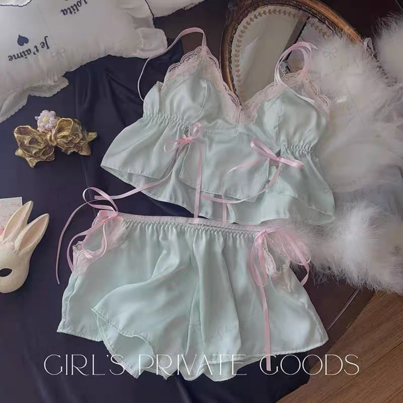 BLS✿108 ชุดนอนลูกไม้ขาสั้น