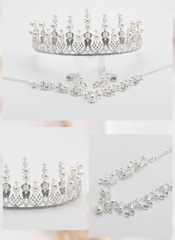 AC001 **พรีออเดอร์**เทียร่า มงกุฎเพชร ต่างหู สร้อยคอเจ้าสาว ชุดเครื่องประดับเจ้าสาวสวยหรูดุจเจ้าหญิง