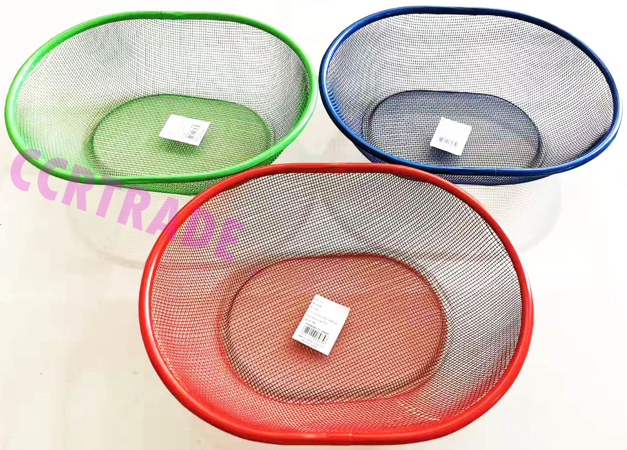 ตะกร้าลวดสี่ทรงรี สีสด 20x26 ซม.