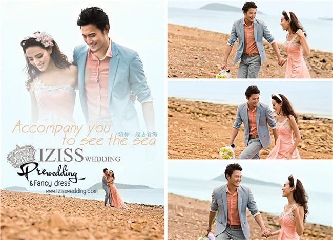 PW153 - Pre order ชุดคู่ถ่ายพรีเวดดิ้ง (prewedding dress) & ชุดแต่งงานแฟนซี (Fancy wedding dress)ชายหญิง "ธีมสีส้มโอโรส-เทา"