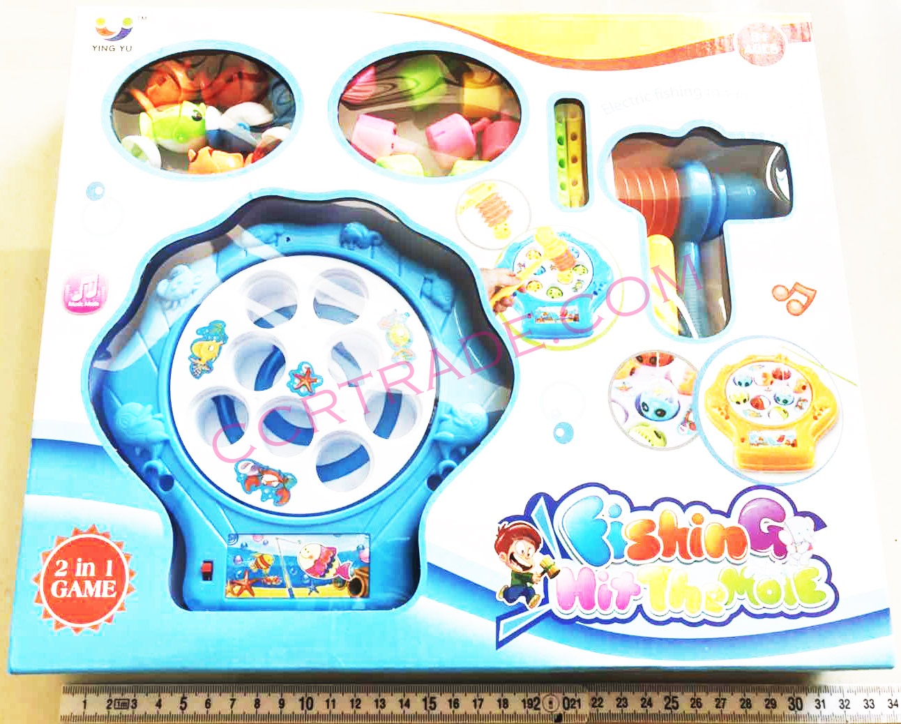 เกมส์ตกปลาหมุน+ทุบตัวตุ่น 2 in 1 กล่อง 32 ซม.(1x3)