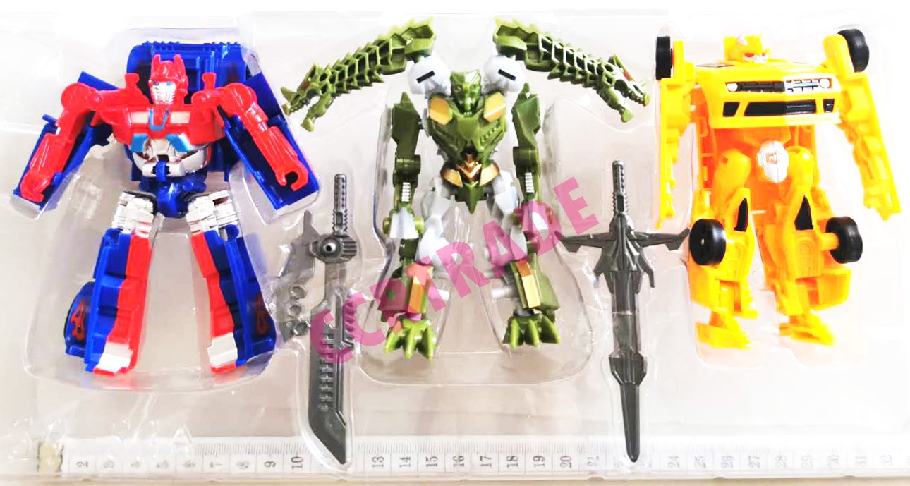 หุ่นรถแปลงร่าง+มังกร 3 ชิ้นกล่อง 22.5x35 ซม.(1x3)