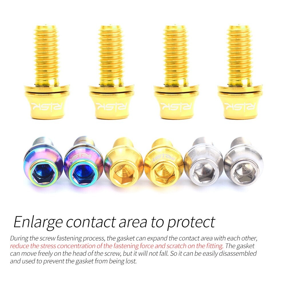 น็อตไทเทเนียมยึดขาขวดน้ำจักรยาน RISK TC4 M5X12mm 2 ชิ้น แบบมีแหวนรอง