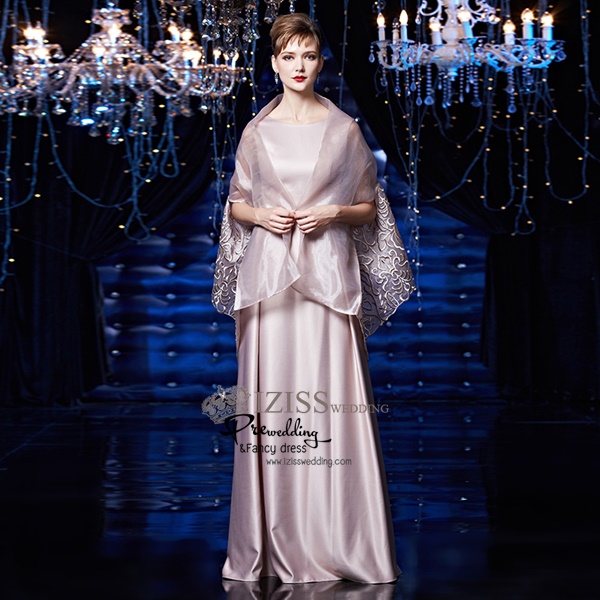 T003 **พรีออเดอร์ชุดราตรี+ผ้าคลุมไหล่**ชุดราตรียาวสีชมพูกลีบบัว พร้อมผ้าคลุมไหล่ปักลายหรู แขนกุด สวยงามหรูหราไฮโซมากๆ ค่ะ