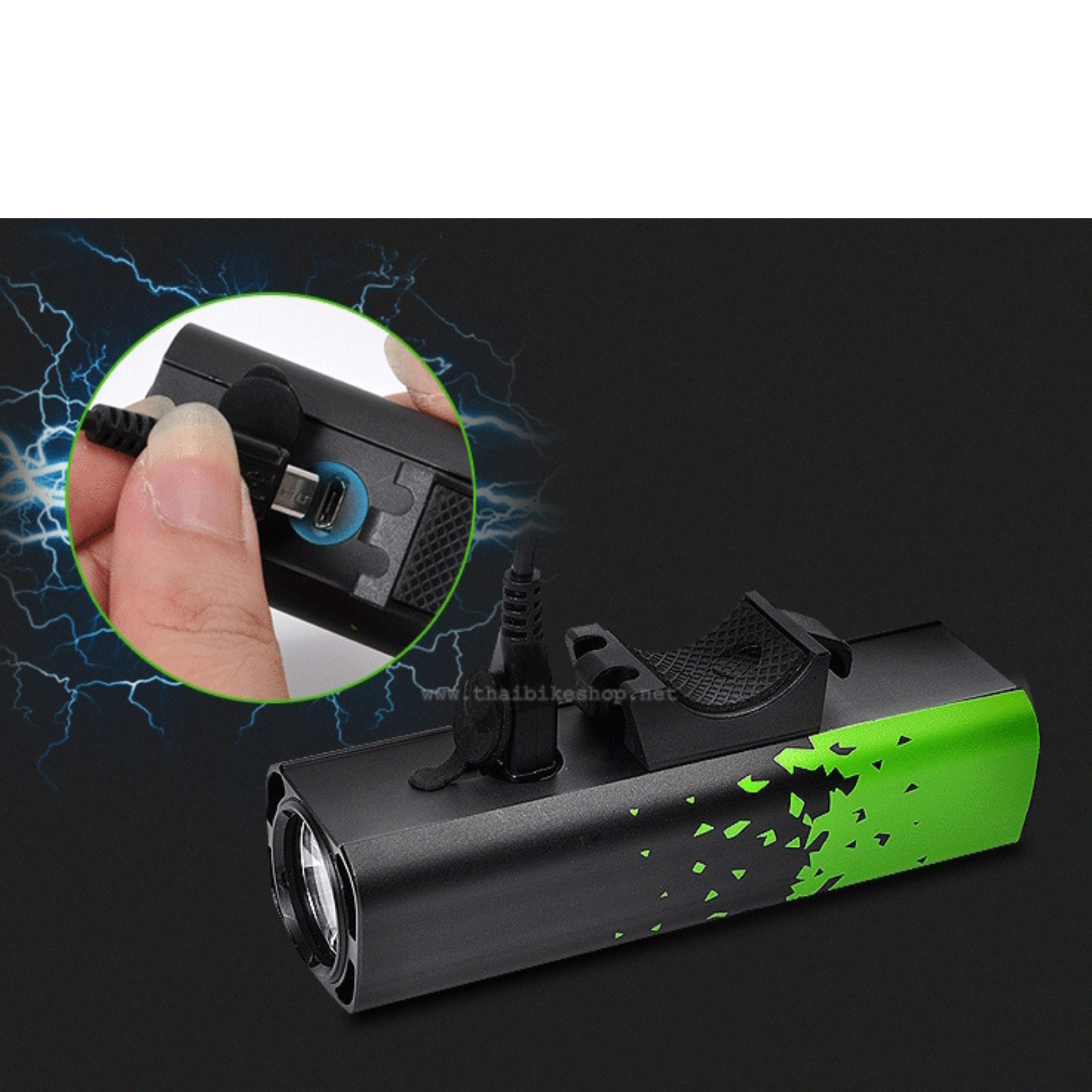 ไฟหน้าจักรยานชาร์จ USB THAIBIKE LIGHT 800LM