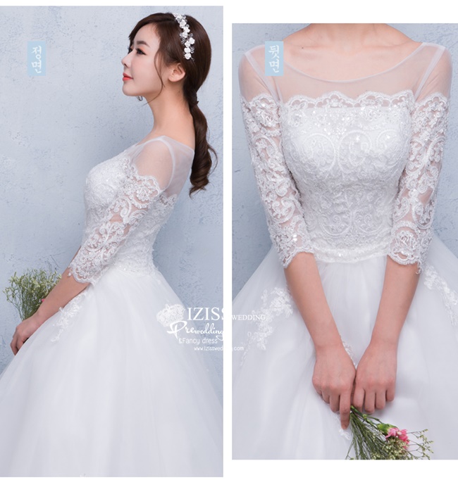 BR232 **พรีออเดอร์**ชุดแต่งงาน&ชุดเจ้าสาวแบบยาวสีขาวเกรดพรีเมี่ยม เปิดไหล่ มีแขน หรูหราน่ารัก สวยโดดเด่นไม่ซ้ำใคร