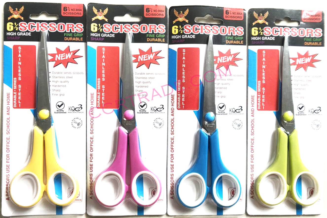 กรรไกรสีสด 6.5 นิ้วแผง 21 ซม.