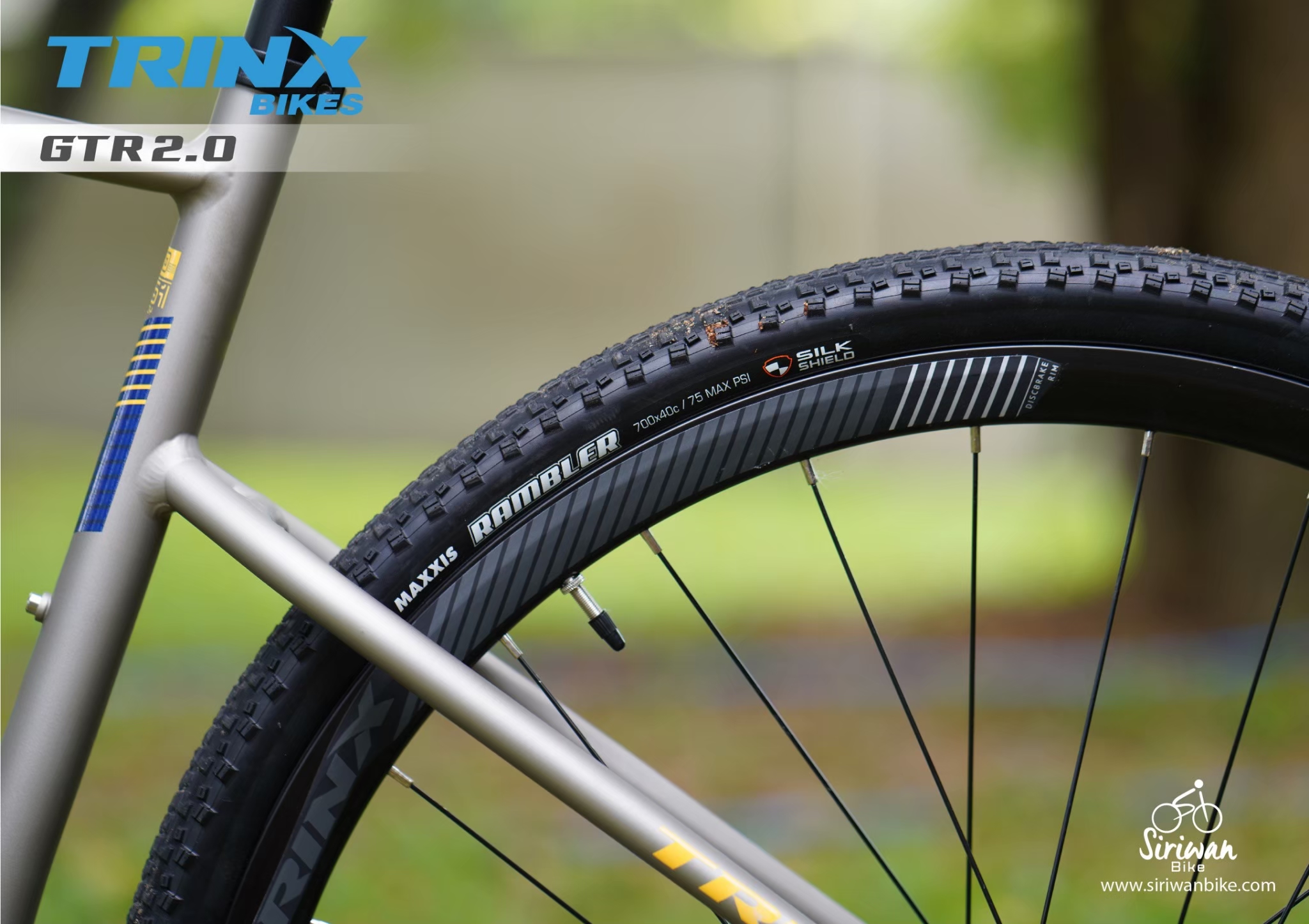 TrinX : GTR 2.0 จักรยาน Gravel Bike เกียร์ SHIMANO GRX 11SP ดิสก์น้ำมัน SHIMANO GRX ดุมแบริ่ง แกนสอด THRU AXLE ตะเกียบ CARBON T700