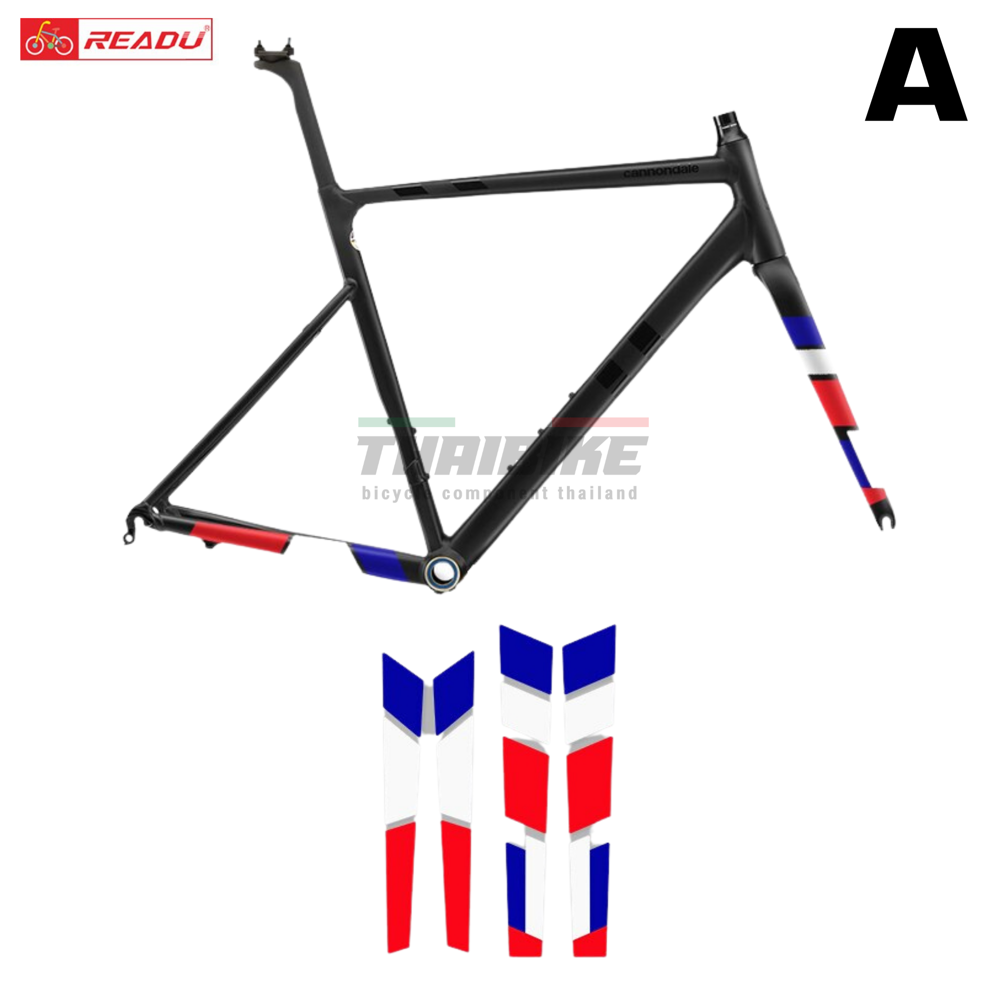 สติกเกอร์ติดเฟรมจักรยาน READU สติกเกอร์ลายทีม 1 ชุด 4 ชิ้น