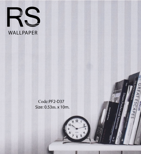 วอลเปเปอร์ลายทางเล็กขนาดช่องเว้น 3.3 ซม. สีลายทางเทาสลับขาว PF2-D37