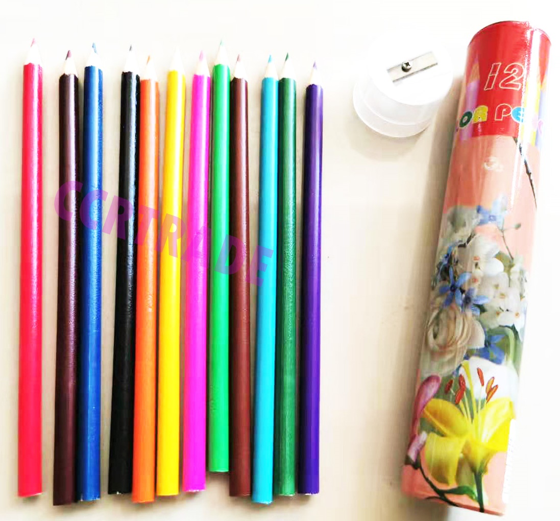 สีไม้ยาว 12 แท่ง+กบเหลากระปุก 19 ซม.