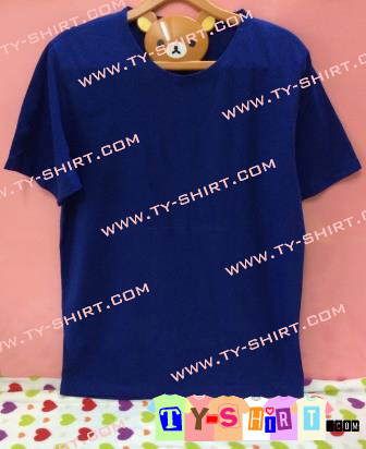 เสื้อยืดคอกลมแขนสั้นสีน้ำเงิน เสื้อยืดเปล่า เสื้อคอกลม
