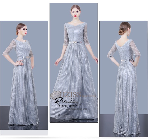 T013 **พรีออเดอร์เดรสชุด glitter สีเทาเงิน**ชุดราตรียาวเลื่อมสีเทาเงินทั้งชุด แขนสั้น เล่นดีเทลซีทรูช่วงแขน เนื้อผ้าโปร่งสลับ glitter แถบลงสีเทาเงิน เข้ารูป สวยงามหรูหราไฮโซมากๆ ค่ะ