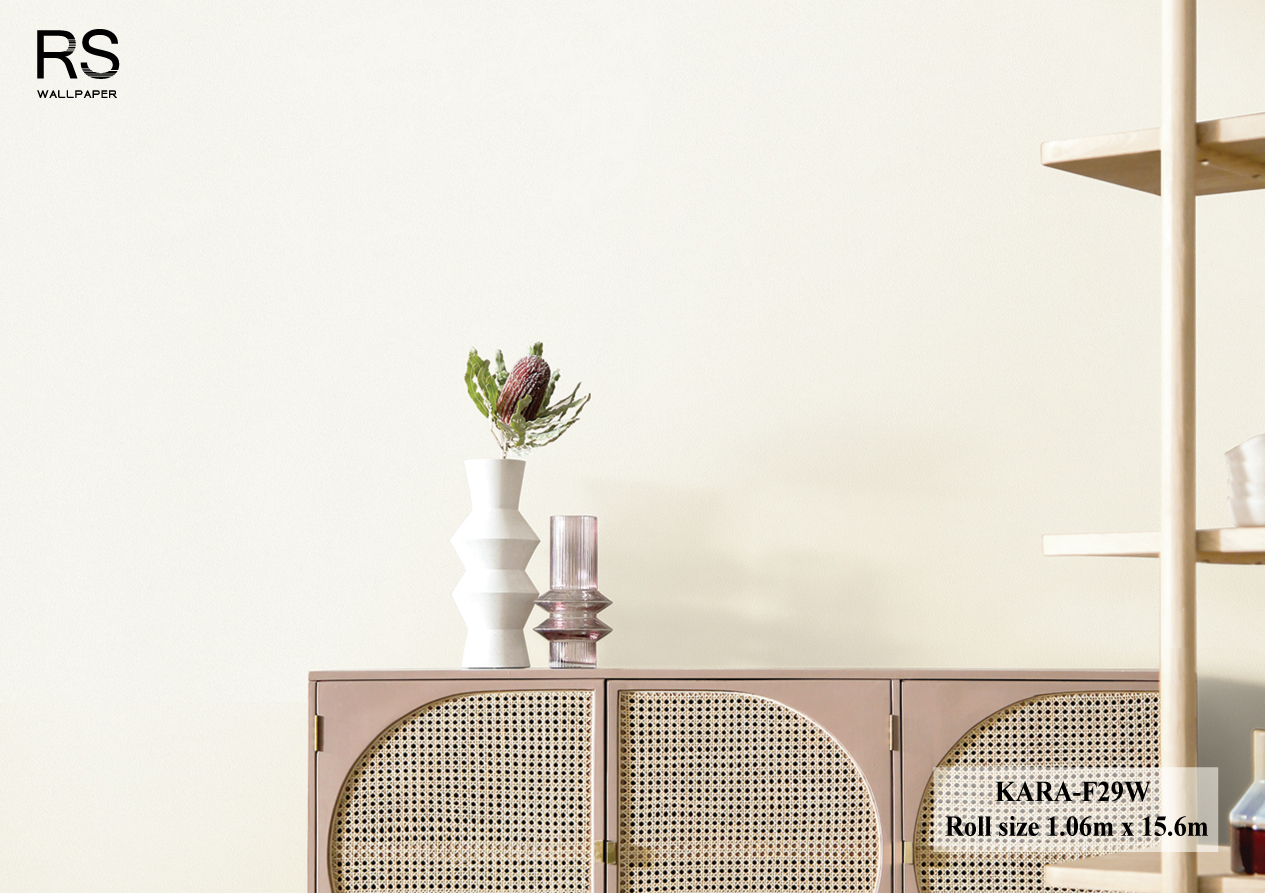 วอลเปเปอร์ สีขาวอมครีมอ่อน KARA-F29W