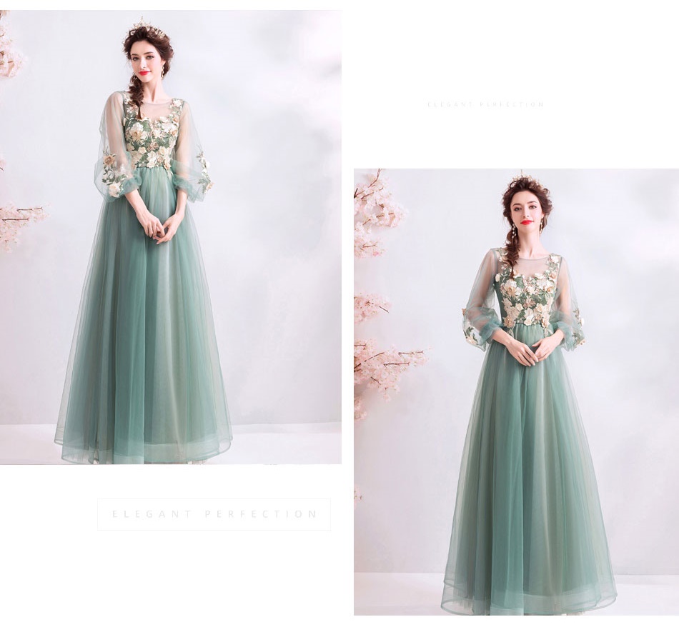 DL103 **พรีออเดอร์** ชุดออกงานสีเขียว ชุดราตรี เดรสยาวออกงาน (Night party dresses) ชุดไปงานแต่งงานสวยๆ "ธีมสีเขียว"