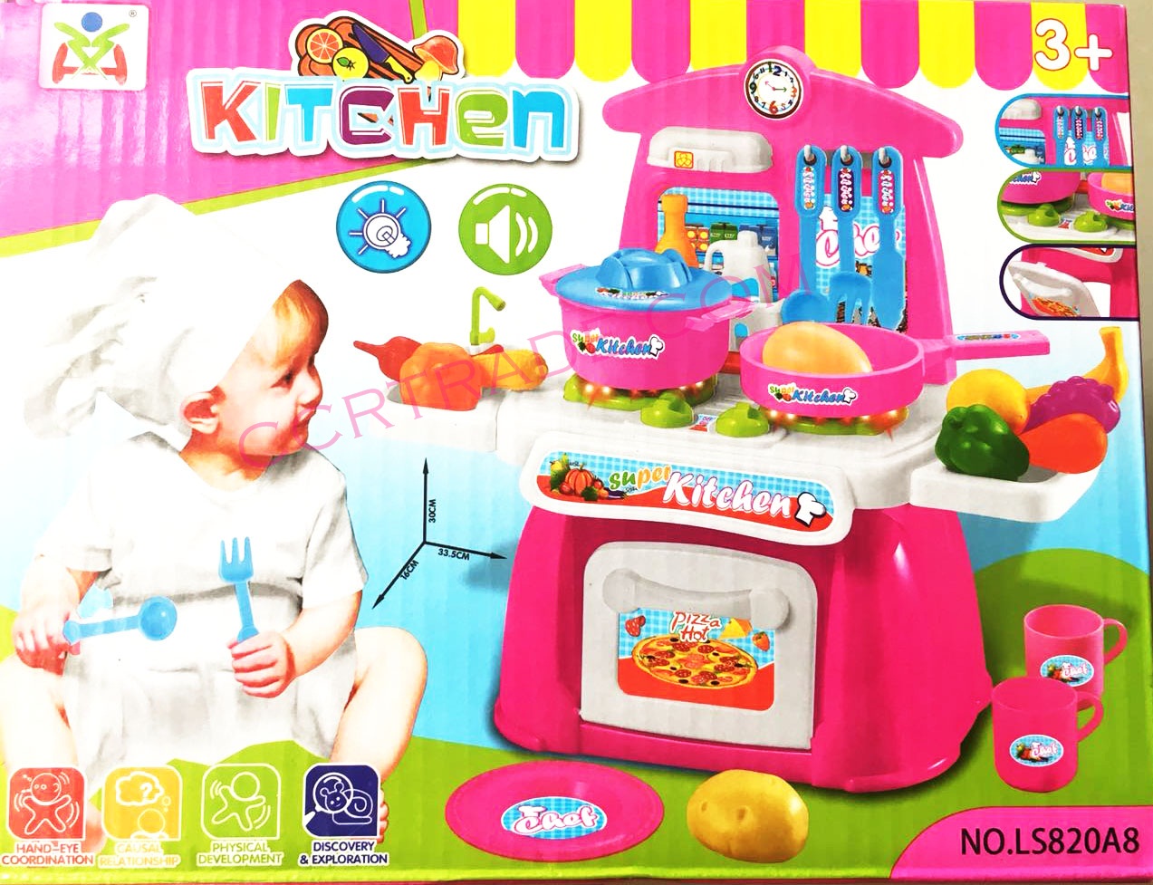 ชุดโต๊ะแม่ครัว mini +อุปกรณ์ 33 ชิ้น มีเสียง มีไฟ กล่อง(1x3)
