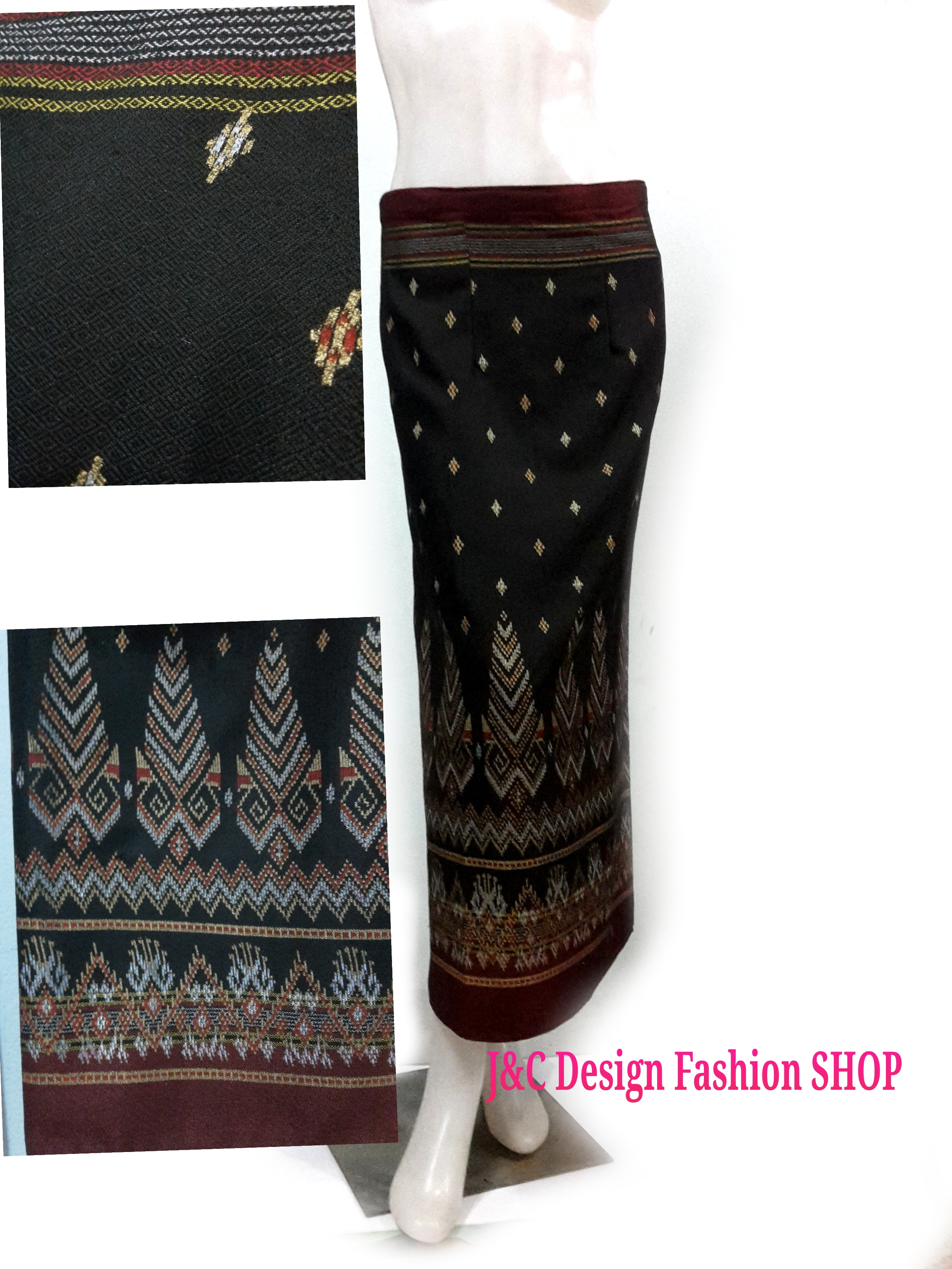 ผ้าถุงสำเร็จรูปแบบป้ายเลื่อนตะขอ ผ้าถุงสำเร็จรูปมัดหมี่ ผ้าฝ้ายมัดหมี่ตีนแดงตัดสำเร็จ พร้อมส่ง