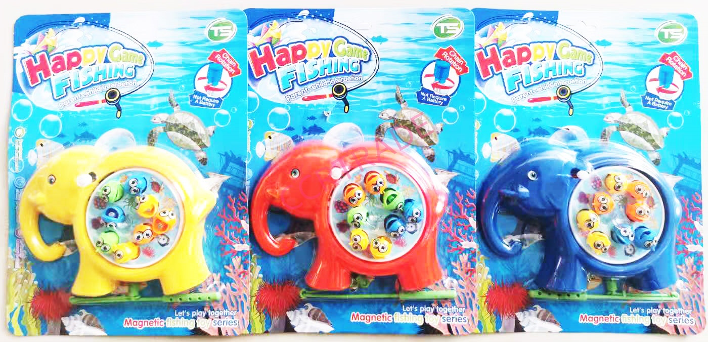 ช้างตกปลาไขลาน+ปลา 8 ตัวแผง 24 ซม.