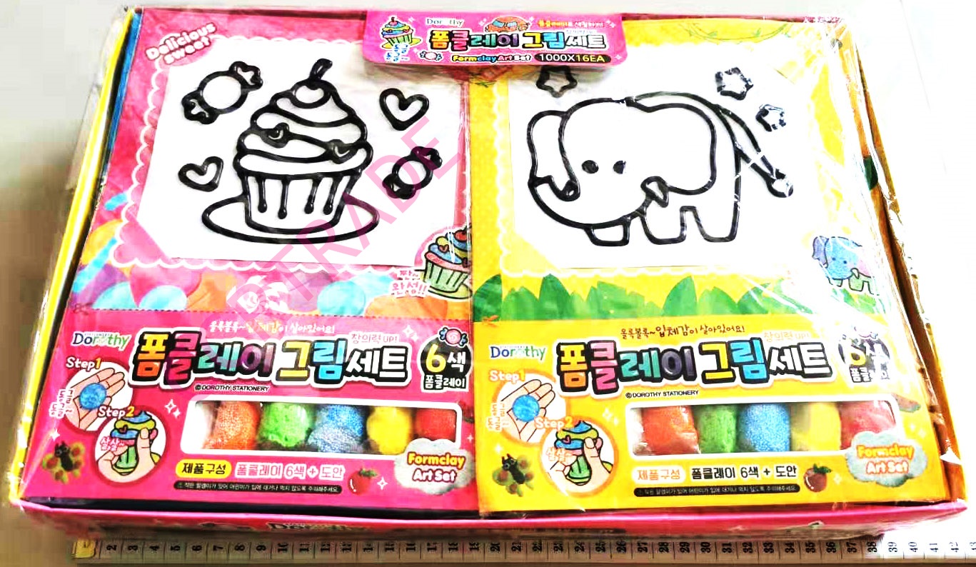 การ์ตูน DIY+โฟมปั้น 6 สีกล่องเกาหลี 24 ซม.(1x16)