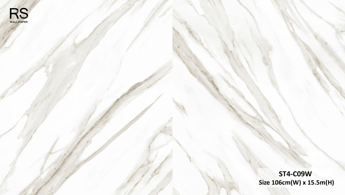 วอลเปเปอร์ลายหินอ่อน สีขาวเทา ST4-C09W