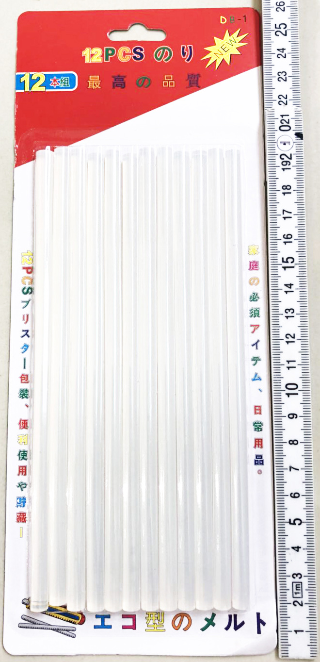 กาวร้อน 12 แท่งแผง (สีใส) 26.5 ซม.