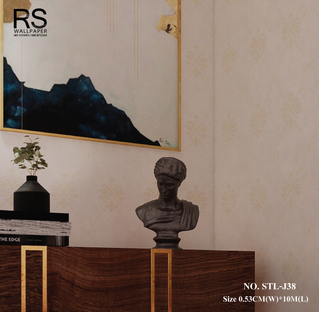 วอลเปเปอร์ ลายหลุยส์สีทองอ่อน พื้นสีครีม No.STL-J38