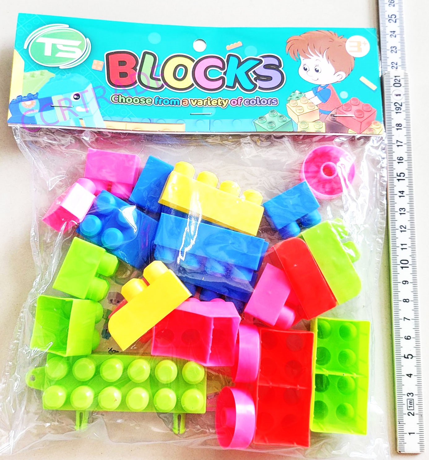 บล็อคตัวต่อสีหวาน มีล้อถุง PVC 25 ซม.(งานห้าง)