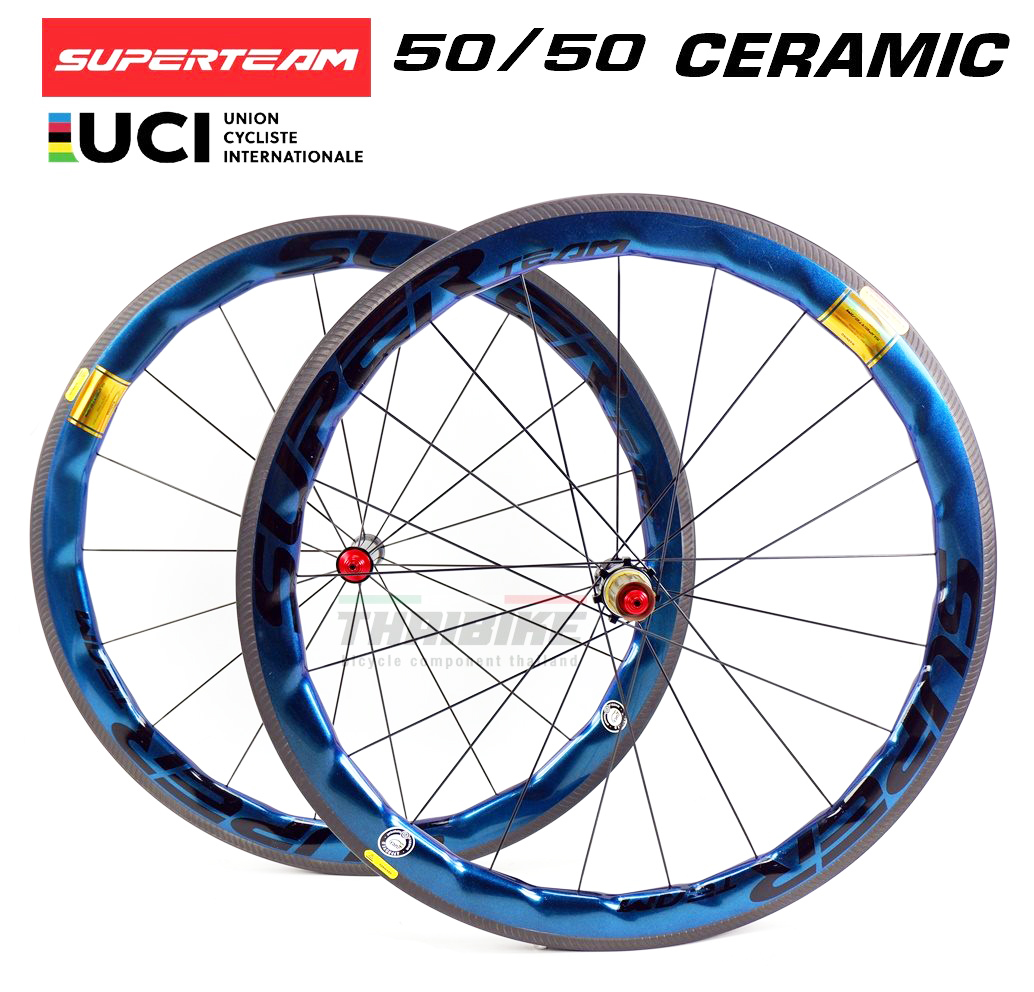 สีพิเศษ สีน้ำเงิน ล้อจักรยานเสือหมอบคาร์บอน SUPERTEAM CURVE PRO CERAMIC