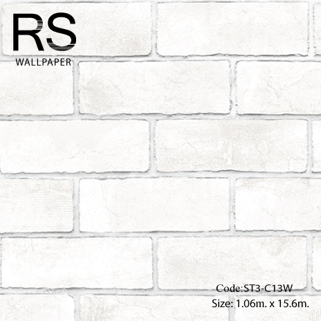 วอลเปเปอร์ลายอิฐสีขาวอมสีครีม ST3-C13W